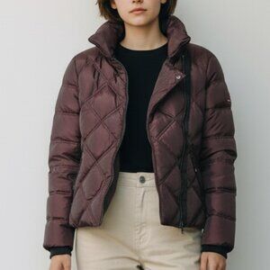 Tommy Hilfiger Deep Purple‎ Iridescent Puffer Jacket • Faux Fur Collar Short M